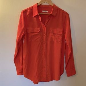 Bright Orange Equipment Femme Button Down Blouse
